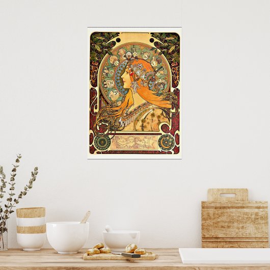 Zodiac, Art Nouveau schilderij van Alphonse Mucha Poster (Keuken)