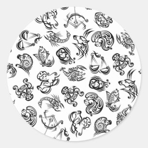 Zodiac astrologie horoscoop patroon ronde sticker