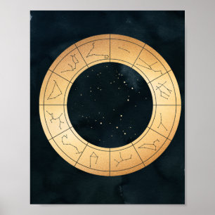 Zodiac, Astrologie, Poster Moon Sun Stars