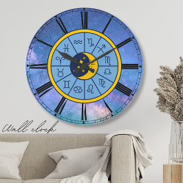 Zodiac astrology celestial blue roman numerals grote klok