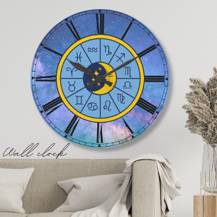 Zodiac astrology celestial blue roman numerals grote klok