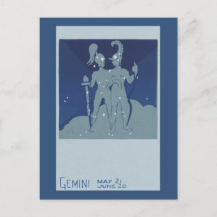  zodiac Astrology Gemini Twin Constellation Briefkaart