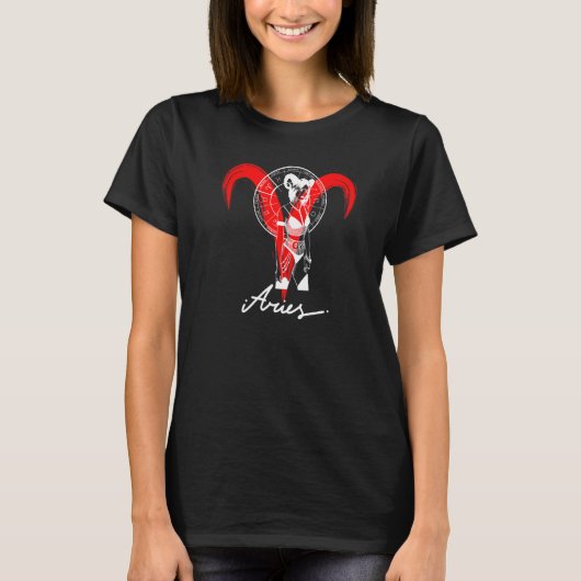 Zodiac Astrology Horoscope Gothic Aries   T-shirt (Voorkant)
