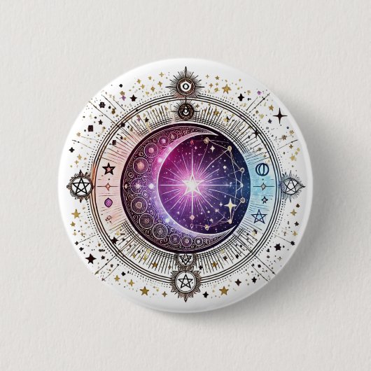 Zodiac astrology moon ronde button 5,7 cm (Voorkant)