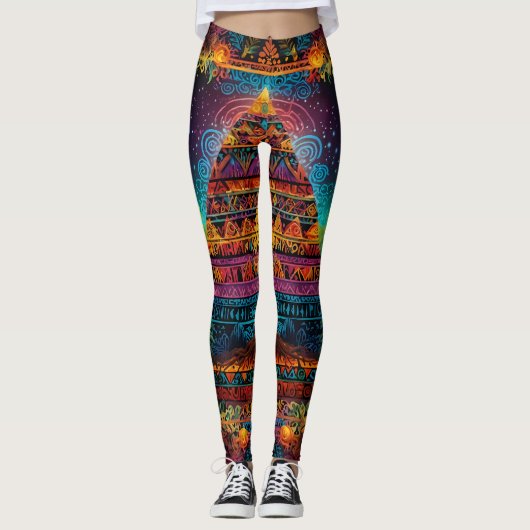 Zodiac & Aztec Portrait Abstracte mix Leggings (Voorkant)
