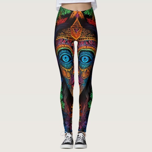 Zodiac & Aztec Portrait Abstracte mix Leggings (Voorkant)
