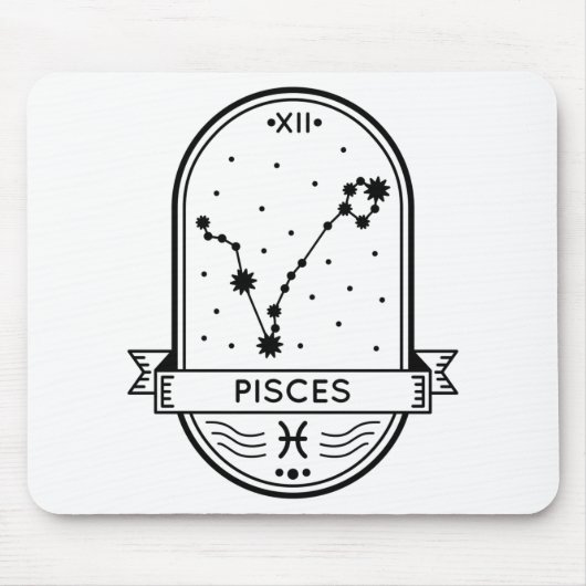 ZODIAC BADGE CONSTELLATION PISCES STROKE MUISMAT (Voorkant)