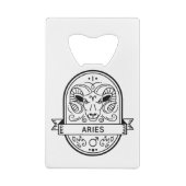 ZODIAC BADGE SYMBOL ARIES STROKE CREDITKAART FLESSENOPENER (Achterkant)