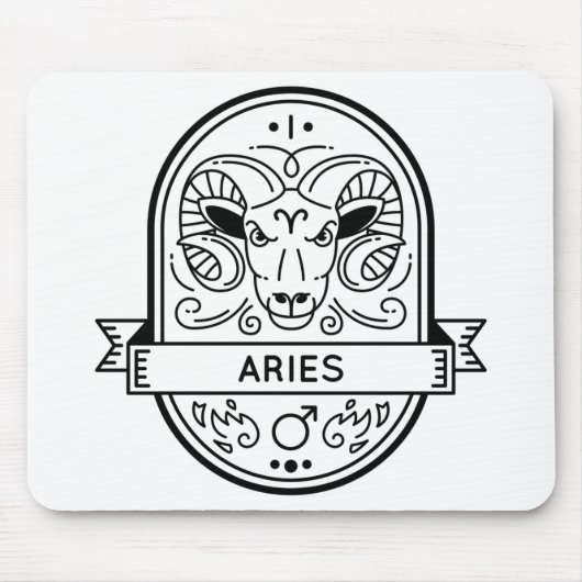 ZODIAC BADGE SYMBOL ARIES STROKE MUISMAT (Voorkant)