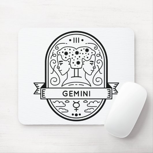 ZODIAC BADGE SYMBOL GEMINI STROKE MUISMAT (Met muis)