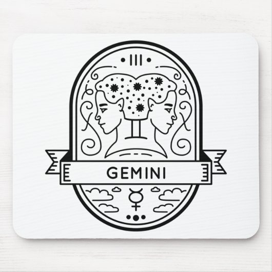 ZODIAC BADGE SYMBOL GEMINI STROKE MUISMAT (Voorkant)