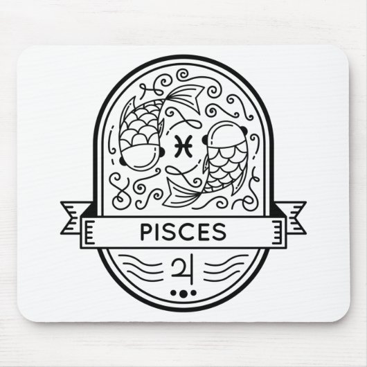 ZODIAC BADGE SYMBOL PISCES STROOM MUISMAT (Voorkant)