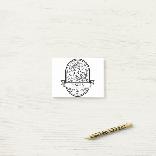 ZODIAC BADGE SYMBOL PISCES STROOM POST-IT® NOTES (Op bureau)