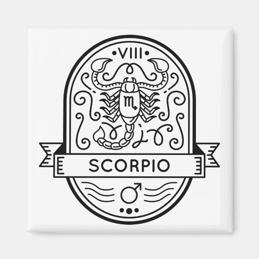 ZODIAC BADGE SYMBOL SCORPIO STROOM MAGNEET (Voorkant)