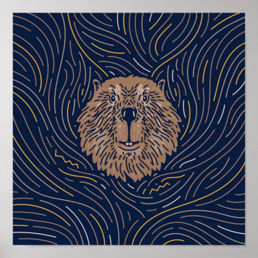 Zodiac Beaver Animal Print | Afdrukken Beaver (Voorkant)