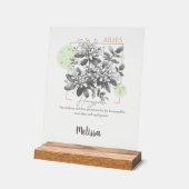 Zodiac Birth Flower Art Personalized Aries Gift Acryl Bord (Hoek)