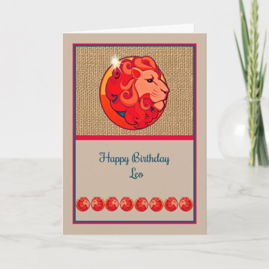 Zodiac Birthday Kaart voor een Leo (Voorkant)