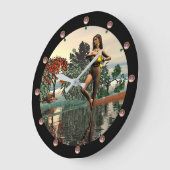 ZODIAC BIRTHDAY SIGNES/AQUARIUS Roze Pareltjes Grote Klok (Hoek)