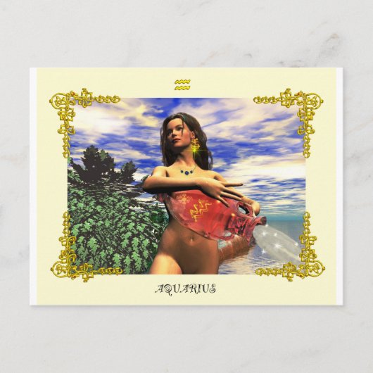 ZODIAC BIRTHDAY SIGNS / AQUARIUS BRIEFKAART (Voorkant)