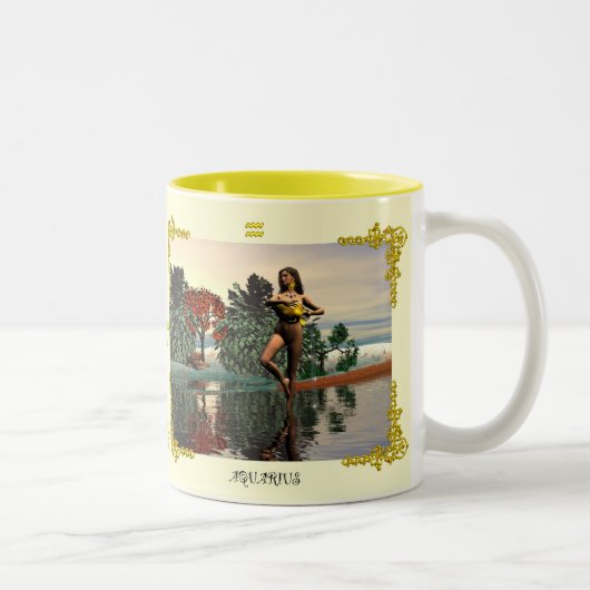 ZODIAC BIRTHDAY SIGNS / AQUARIUS TWEEKLEURIGE KOFFIEMOK (Rechts)