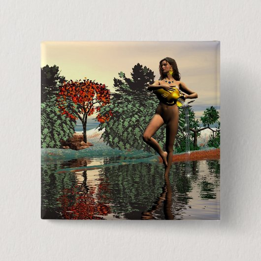 ZODIAC BIRTHDAY SIGNS / AQUARIUS VIERKANTE BUTTON 5,1 CM (Voorkant)