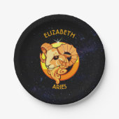 Zodiac Birthday-teken met uw aangepaste naam Papieren Bordje (Voorkant)