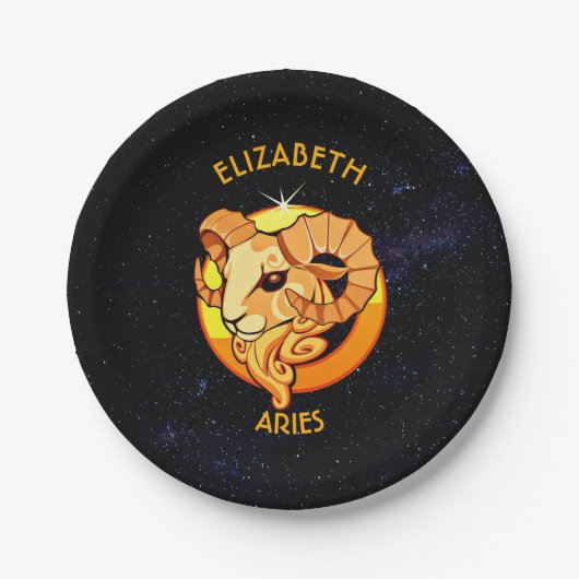 Zodiac Birthday-teken met uw aangepaste naam Papieren Bordje (Voorkant)