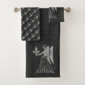 Zodiac Black en Grey Angel Star Sign Virgo Bad Handdoek (Insitu)