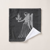 Zodiac Black en Grey Angel Star Sign Virgo Bad Handdoek (Wasdoekje)