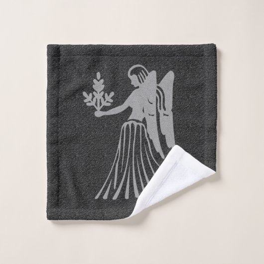 Zodiac Black en Grey Angel Star Sign Virgo Bad Handdoek (Wasdoekje)