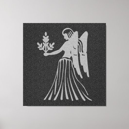 Zodiac Black en Grey Angel Star Sign Virgo Canvas Afdruk (Voorkant)