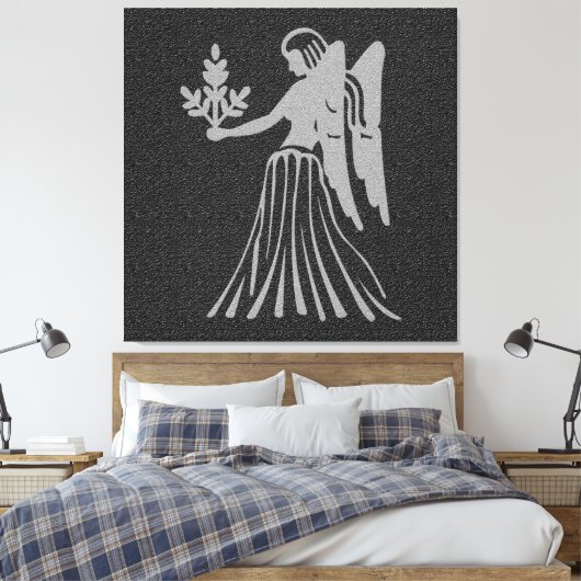 Zodiac Black en Grey Angel Star Sign Virgo Canvas Afdruk (Insitu (Slaapkamer))