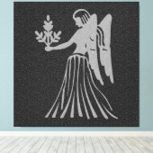 Zodiac Black en Grey Angel Star Sign Virgo Canvas Afdruk (Insitu (Houten vloer))