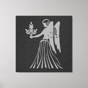 Zodiac Black en Grey Angel Star Sign Virgo Canvas Afdruk