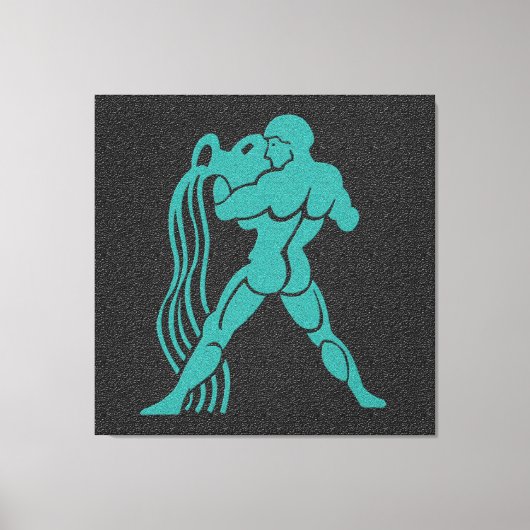 Zodiac Black en Turquoise Water Bearer Aquarius Canvas Afdruk (Voorkant)