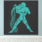 Zodiac Black en Turquoise Water Bearer Aquarius Canvas Afdruk (Insitu (Houten vloer))