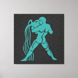 Zodiac Black en Turquoise Water Bearer Aquarius Canvas Afdruk
