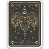 Zodiac Black & Gold Ram Astrologische Sticker (Voorkant)