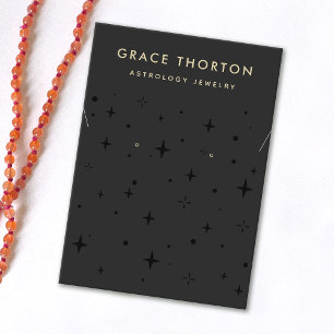 Zodiac Boho Stars Black Earring Ketting Visitekaartje