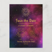 Zodiac Burgundy Cancer Scorpio Gold Save the Date Aankondigingskaart (Voorkant)