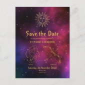 Zodiac Burgundy Gemini Sagittarius Save the Date Aankondigingskaart (Voorkant)