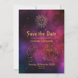 Zodiac Burgundy Gold Gemini/Leo celestial Modern Save The Date