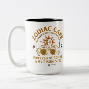 Zodiac Café Gemini koffiemok - Powered by Coffee Tweekleurige Koffiemok