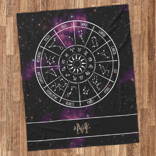 Zodiac Calendar   Astrologische symbolen en monogr Fleece Deken