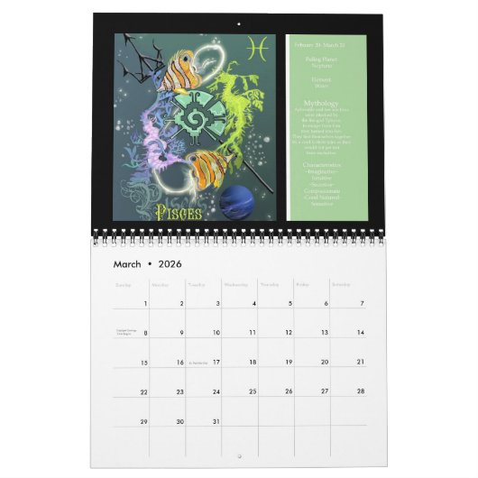 Zodiac Calendar Kalender (Mar 2026)