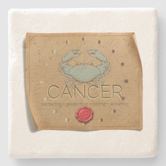 Zodiac - Cancer - Coaster Stenen Onderzetter (Voorkant)