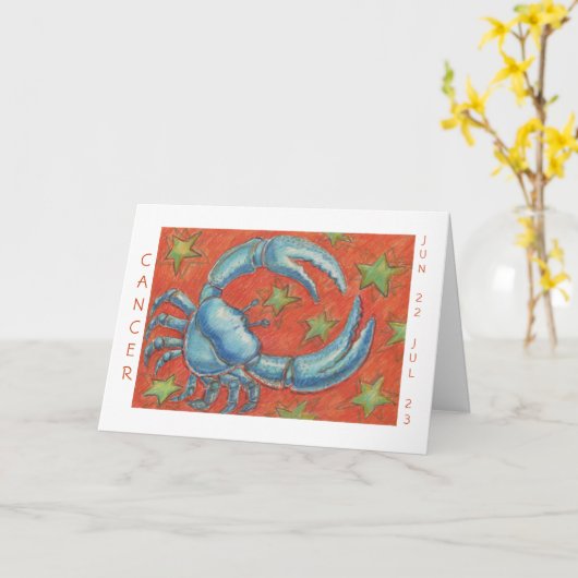 Zodiac Cancer 'Happy Birthday' witte rand Kaart (Gele Bloem)