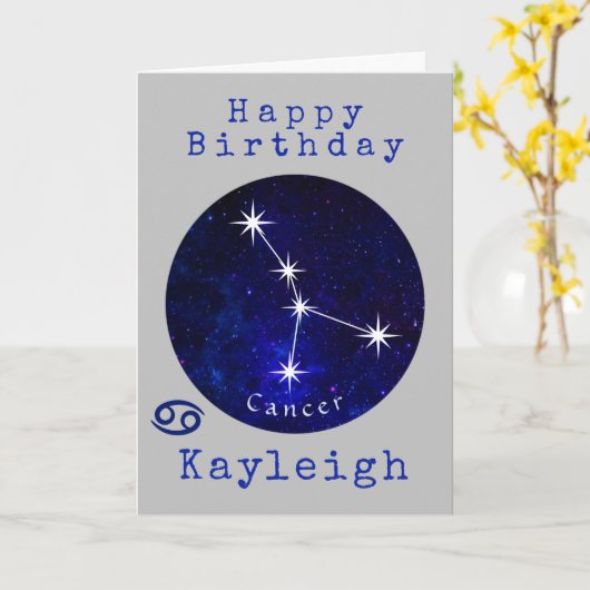 Zodiac Cancer Horoscope Kaart (Gele Bloem)