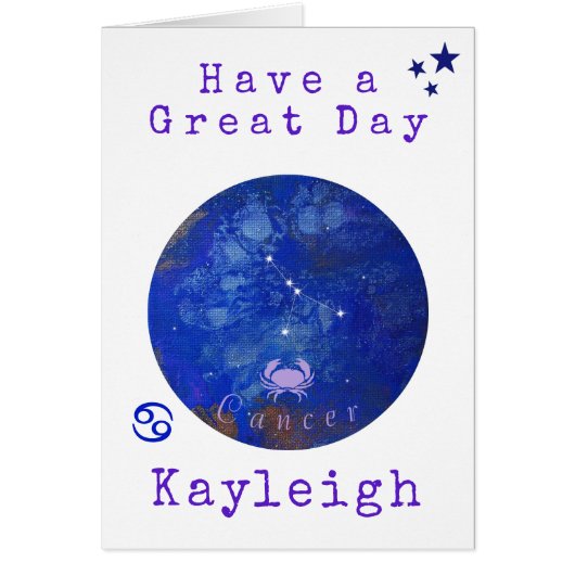 Zodiac Cancer Kaart, Horoscope Birthday Kaart (Voorkant)