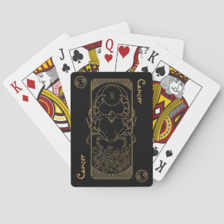 Zodiac Cancer Sign Black en Gold Design Pokerkaarten